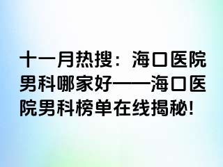 十一月热搜：海口医院男科哪家好——海口医院男科榜单在线揭秘!